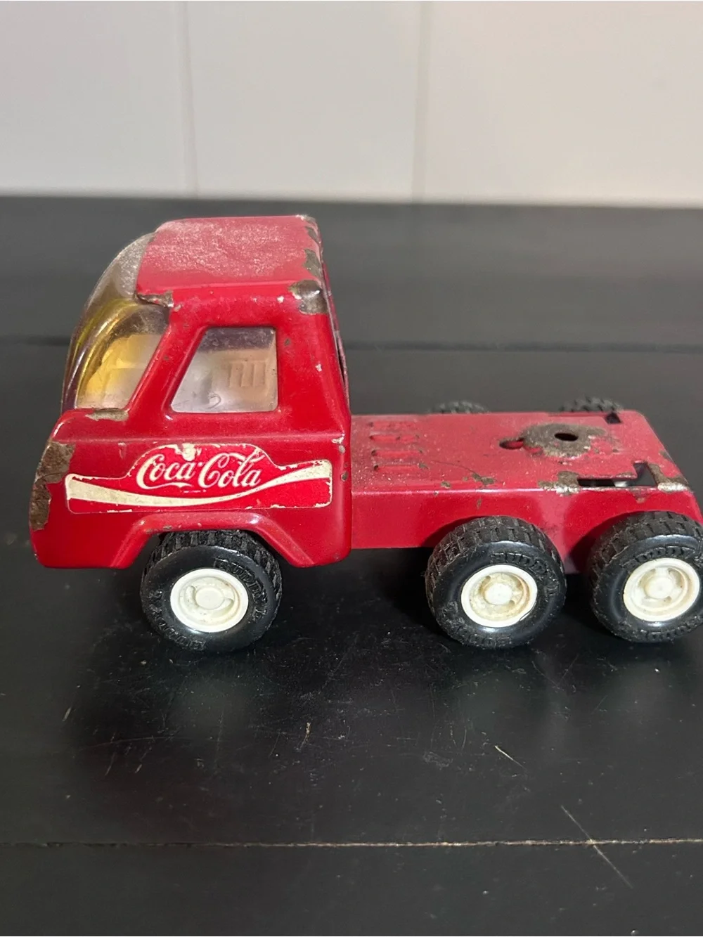 Coca Cola Red Vintage Toy Truck with White Wheel Hubs